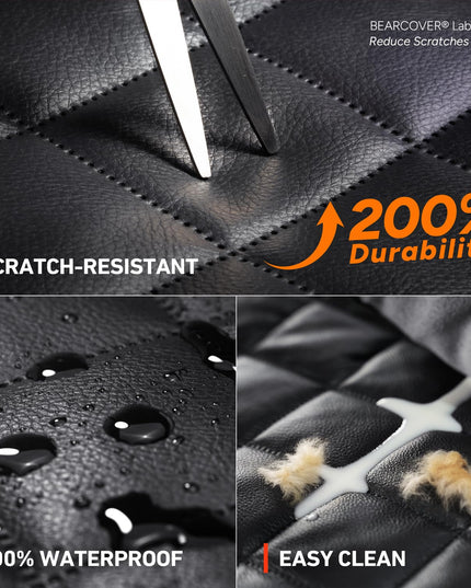 Bearcover Hard Bottom Car Seat Cover for Dogs, PU+Plush Dog Car Seat Cover for Back Seat, Waterproof Backseat Extender for Dogs in Car, Large Pet Hammock Bed with Rear Door Protector for Car SUV Truck