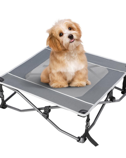 TIMBER RIDGE Outdoor Dog Bed, Cooling Elevated Dog Bed Portable Raised Pet Bed with Breathable Mesh, Foldable Dog Cot for Indoor & Outside, Grey