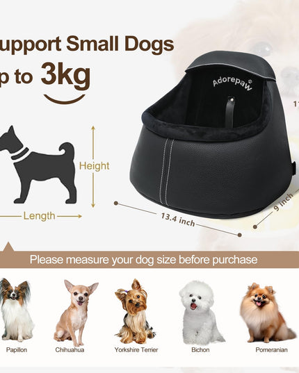 Adorepaw Dog Car Seats for Small Dogs, Luxury PU Leather Booster Seat for Dogs, Small Carseat, Can be Used as Dog Carrier Bag