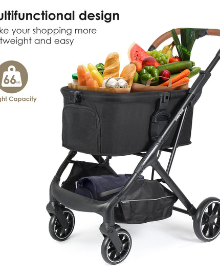 Beberoad Pets T6 Luxury Pet Stroller for Medium Dog Under 66lbs or 2 Small Dogs & Cats, Foldable and Carrier -Detachable (Black)