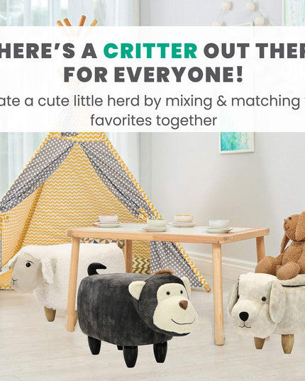 Critter Sitters 16-In. Seat Height Black-White Cow Animal Shape Pet House Ottoman - Furniture for Nursery, Bedroom, Playroom, and Living Room Decor
