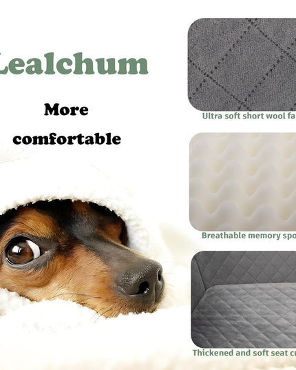 Lealchum Dog Car Seat for Medium Sized Dog,Car Dog Bed with Adjustable Leashes,Comfort and Support with Memory Foam Filled,Safety Travel Per Car Seat with Non-Slip Bottom(Grey, Large)