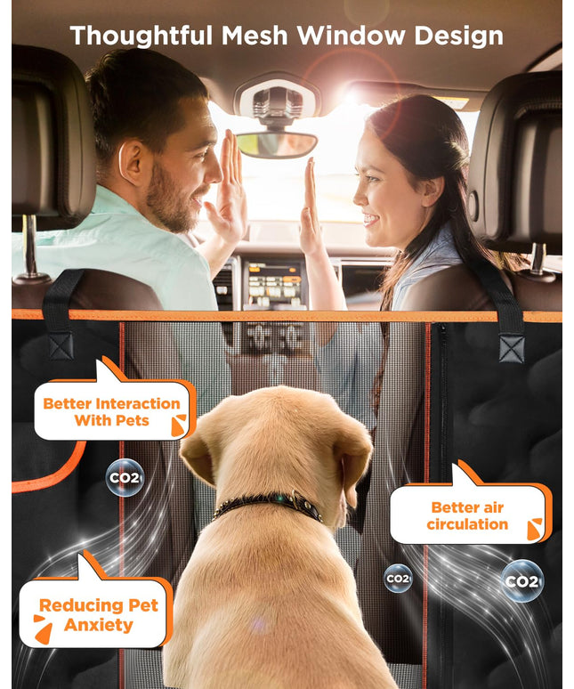 Scratchproof Dog Car Seat Cover For Back Seat, Waterproof Back Seat Pet Cover For Dogs With Mesh Window,Storage Pocket,Side Flap,Collapsible Nonslip Dog Seat Cover Universal Size Fit for Car/Truck/SUV