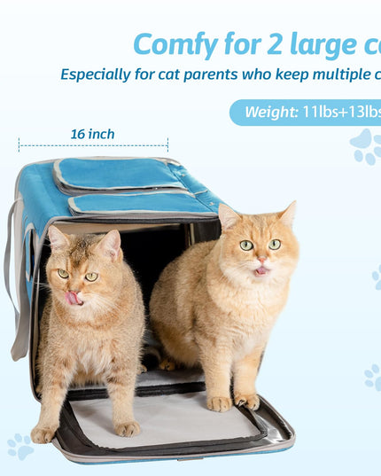 Sedioso Large Cat Carrier for 2 Cats, 24x 14x 16in Pet Carrier for Cat and Dog Up to 40lbs, All-Sided Mesh Large Cat Carrier with Great Ventilation, Portable Soft Sided Pet Carrier for Traveling