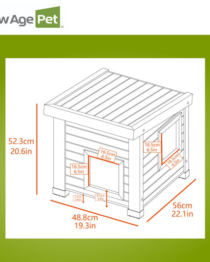 New Age Pet® ECOFLEX® Albany Outdoor Feral Cat House for Multiple Cats with Quick & Easy Assembly, 2 Vinyl Door Flaps Included, Moisture and Odor Resistant