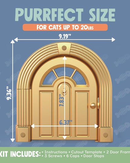 Meow Manor® Cat Door Interior Door - No-Flap, Interior Cat Door for Cats Up to 20 lbs, Easy DIY Setup, Secured Installation in Minutes, No Training Needed…