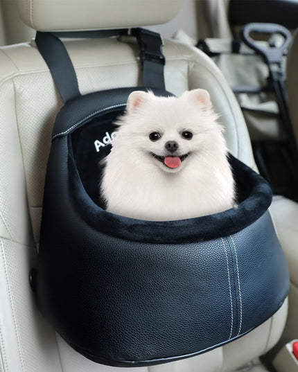 Adorepaw Dog Car Seats for Small Dogs, Luxury PU Leather Booster Seat for Dogs, Small Carseat, Can be Used as Dog Carrier Bag