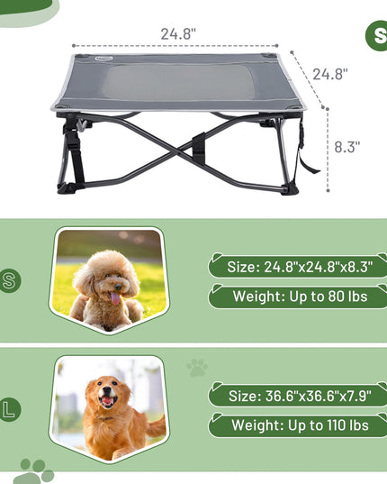 TIMBER RIDGE Outdoor Dog Bed, Cooling Elevated Dog Bed Portable Raised Pet Bed with Breathable Mesh, Foldable Dog Cot for Indoor & Outside, Grey