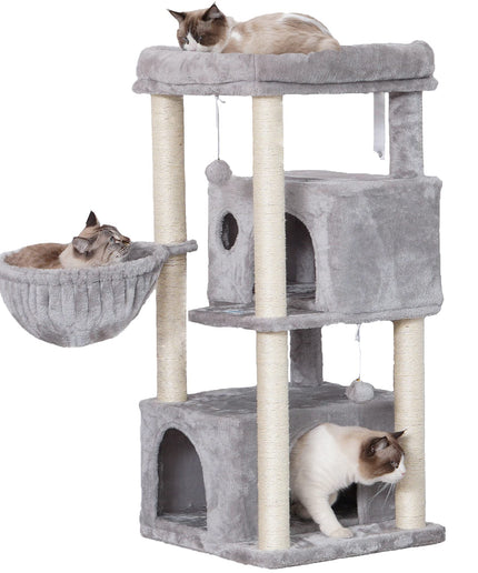 Hey-brother Cat Tree,Multi-Level Cat Condo for Large Cat Tower Furniture with Sisal-Covered Scratching Posts, 2 Plush Condos, Big Plush Perches MPJ011W