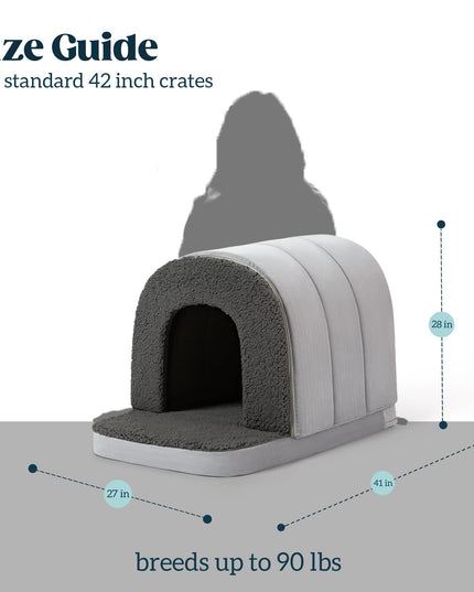 Pelzin Orthopedic Dog Bed House - Dog House Indoor with Egg-Crate Foam - Tent Bed with Waterproof Lining & Nonskid Bottom, Ideal for Extra Large Breeds & Fits 42-Inch Crate - 41"x27", Charcoal