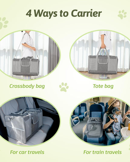 Sedioso Extra Large Cat Carrier for 2 Cats, 24x 14x 16in Pet Carrier for Cat and Dog Up to 40lbs, All-Sided Large Mesh Cat Carrier with Great Ventilation, Portable Soft Sided Pet Carrier for Traveling