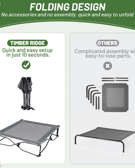 TIMBER RIDGE Outdoor Dog Bed, Cooling Elevated Dog Bed Portable Raised Pet Bed with Breathable Mesh, Foldable Dog Cot for Indoor & Outside, Grey
