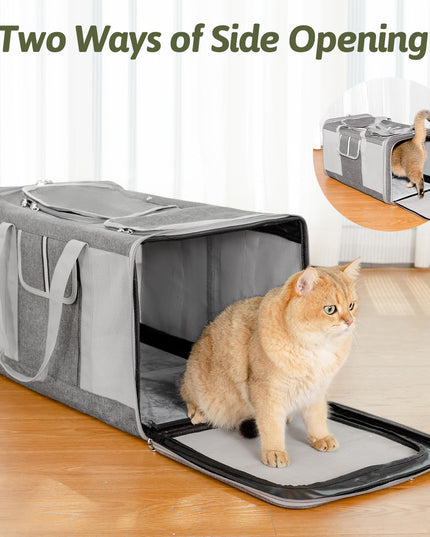 Sedioso Extra Large Cat Carrier for 2 Cats, 24x 14x 16in Pet Carrier for Cat and Dog Up to 40lbs, All-Sided Large Mesh Cat Carrier with Great Ventilation, Portable Soft Sided Pet Carrier for Traveling
