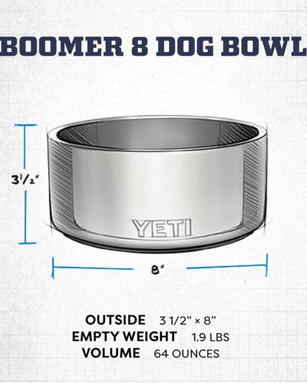 YETI Boomer 8, Stainless Steel, Non-Slip Dog Bowl, Holds 64 Ounces, Firefly Yellow