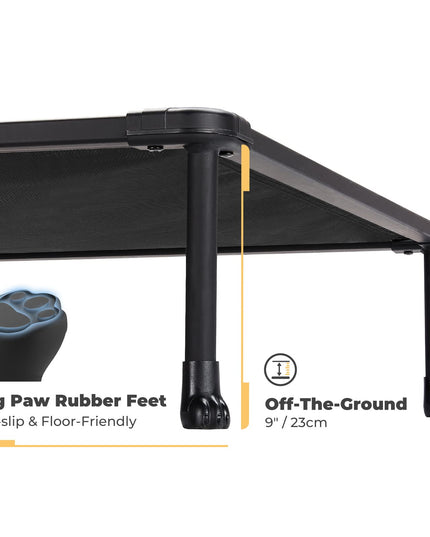 Veehoo Chewproof Elevated Dog Bed - Cooling Raised Pet Cot, Breathable Mesh, Washable & Non-Slip for Large Dogs, Indoor/Outdoor, Black Mat and Black Frame, 59x37inches (Model CWC2203A03)