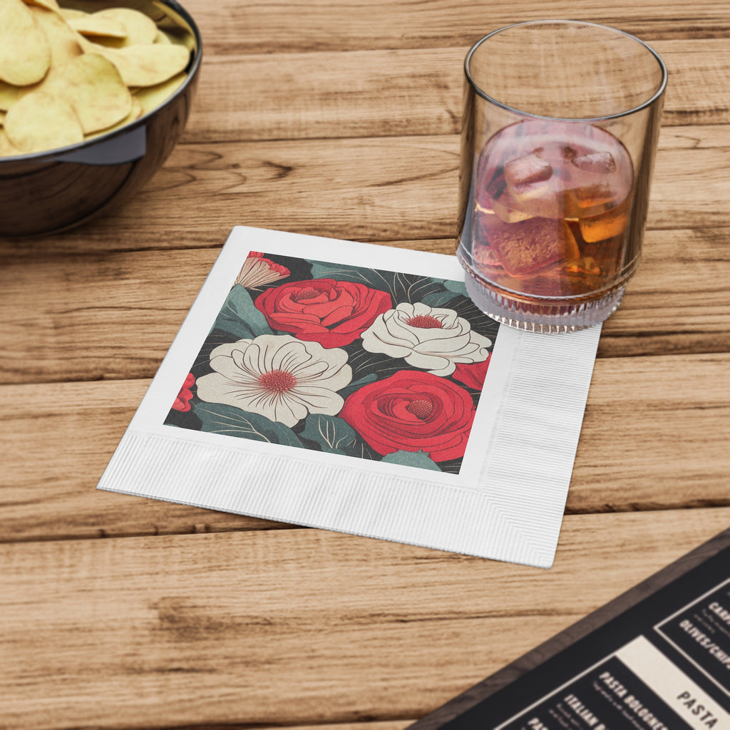 Red and White Floral Napkins