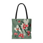 White and Red Wildflowers Tote Bag with Cotton Handles For Everyday Use, 3 Sizes