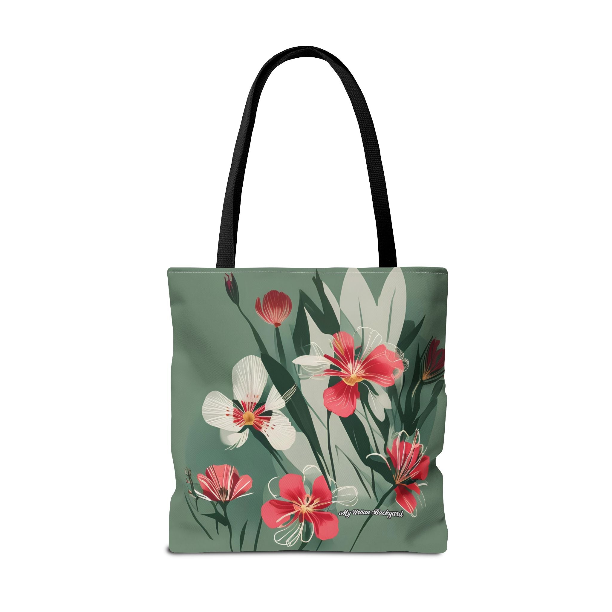 White and Red Wildflowers Tote Bag with Cotton Handles For Everyday Use, 3 Sizes