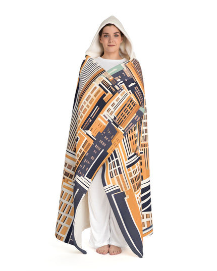 City Bird on Roof,  Cozy Hooded Sherpa Fleece Blanket