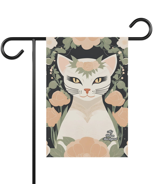 Genevieve Meowcroft, Cat Garden Flag for Yard, Patio, Porch, or Work, 12"x18" - Flag only