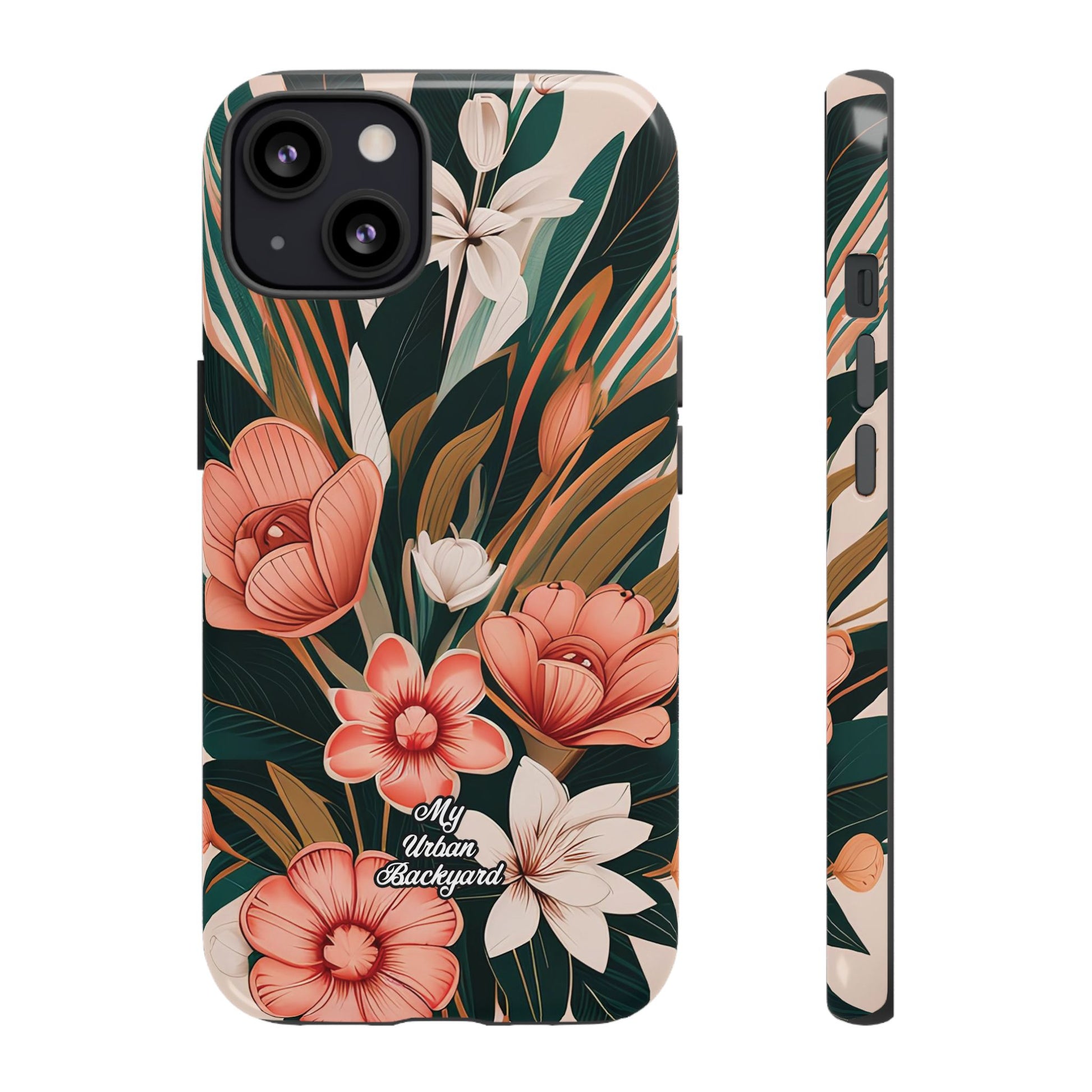 Peach Art Deco Flowers, Cell Phone Case - Apple, Samsung, Google Pixel