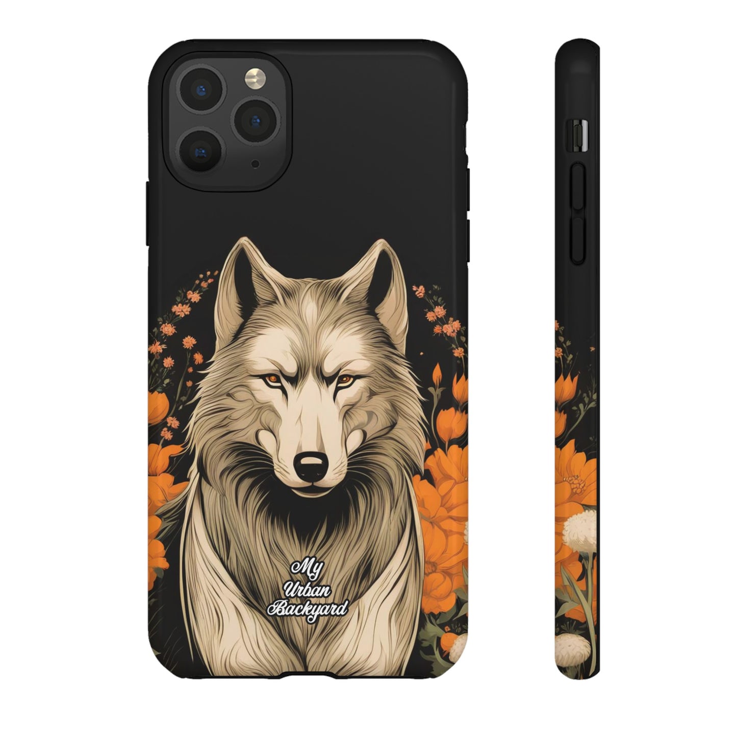 Wolf with Flowers, Cell Phone Case - Apple, Samsung or Google Pixel