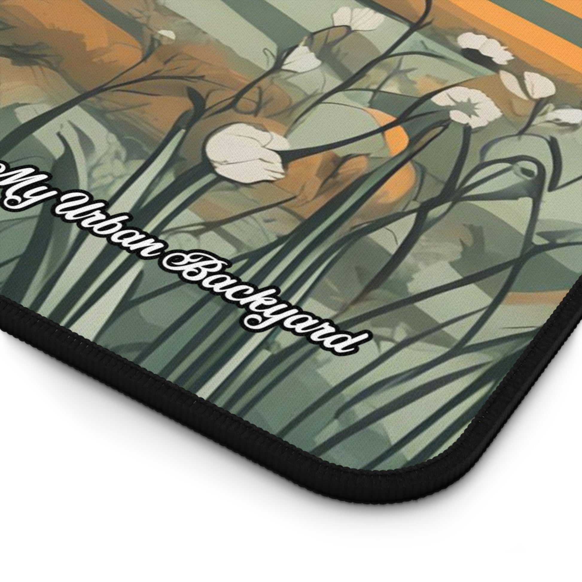 Cityscape Floral Desk Mat | Desktop Protector, Home Office Decor, Gift for Nature Lovers, Stylish Mousepad
