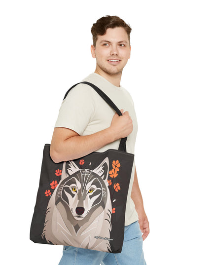 Art Deco Wolf Tote Bag with Cotton Handles For Everyday Use, 3 Sizes