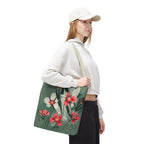 White and Red Wildflowers Tote Bag with Cotton Handles For Everyday Use, 3 Sizes