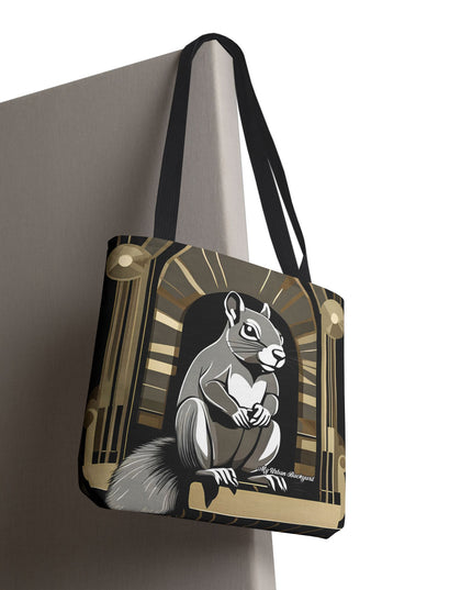 Art Deco Squirrel, Tote Bag with Cotton Handles For Everyday Use, 3 Sizes