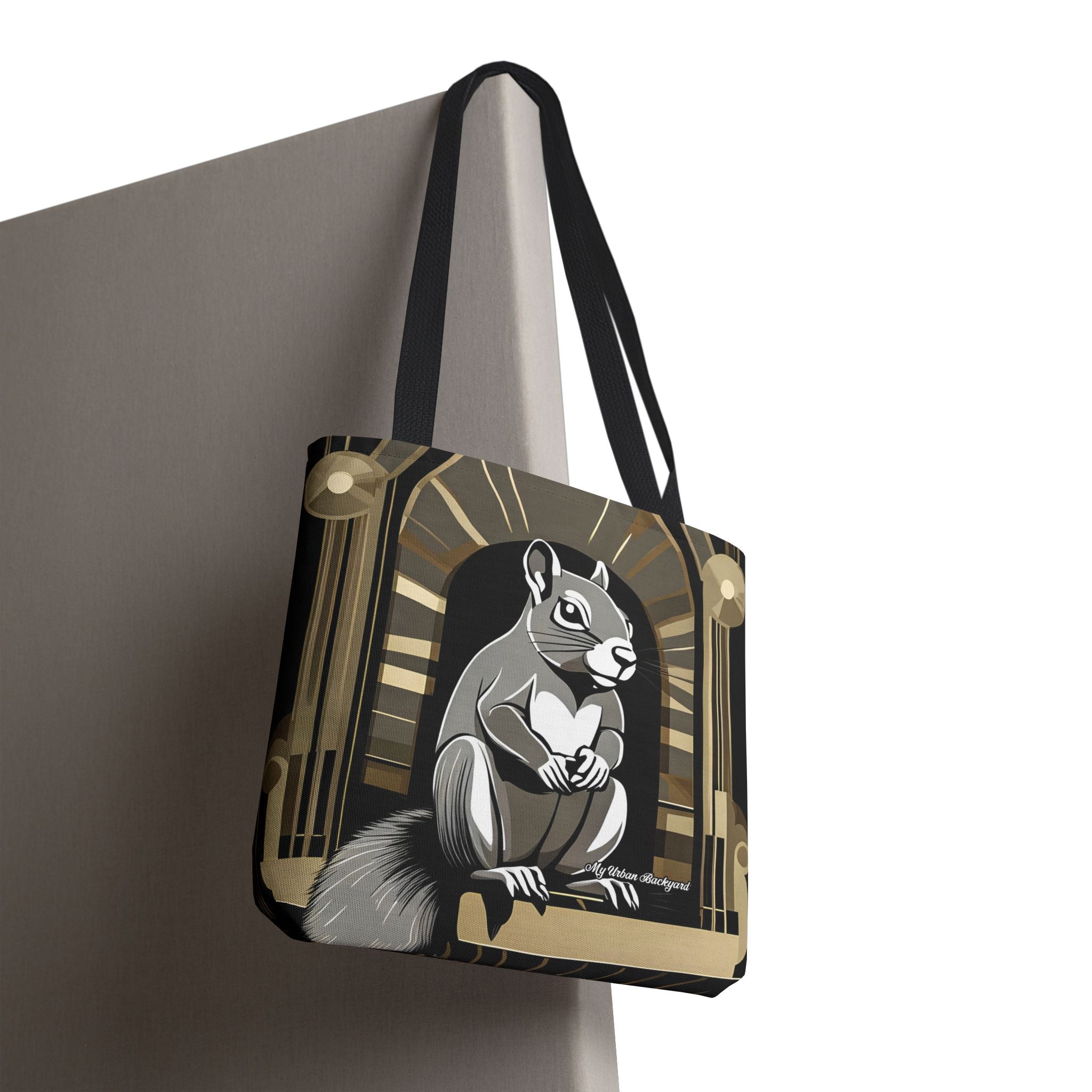 Art Deco Squirrel, Tote Bag with Cotton Handles For Everyday Use, 3 Sizes