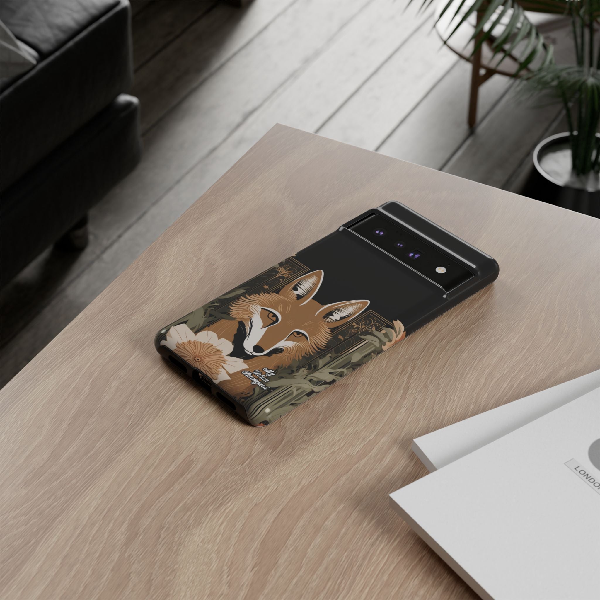 Art Deco Coyote with Flower, Cell Phone Case - Apple, Samsung, Google Pixel