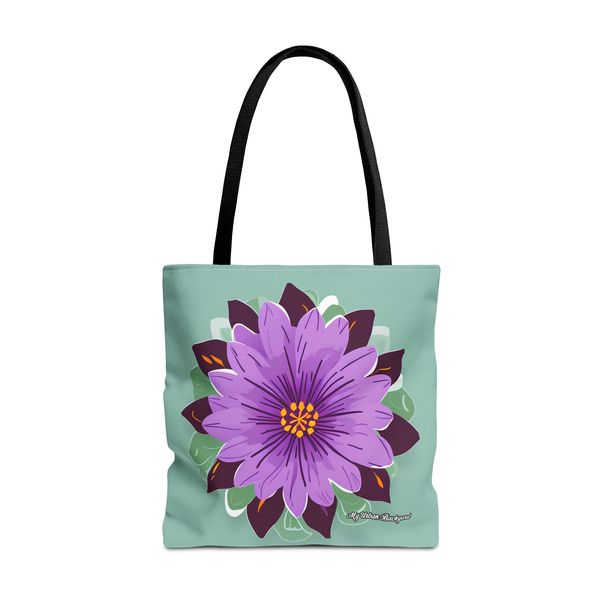 Purple Flower Tote Bag with Cotton Handles For Everyday Use, 3 Sizes