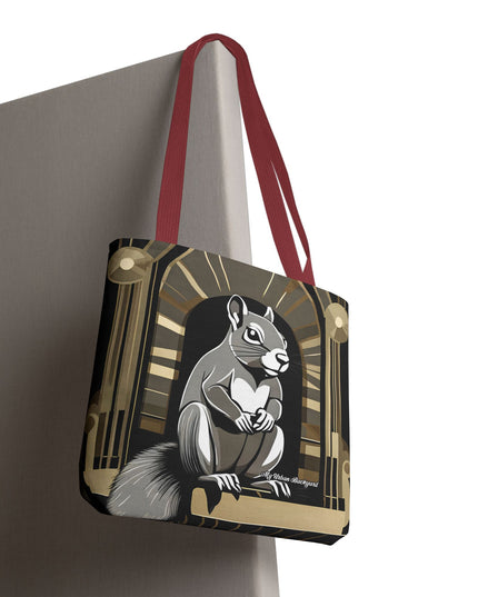 Art Deco Squirrel, Tote Bag with Cotton Handles For Everyday Use, 3 Sizes