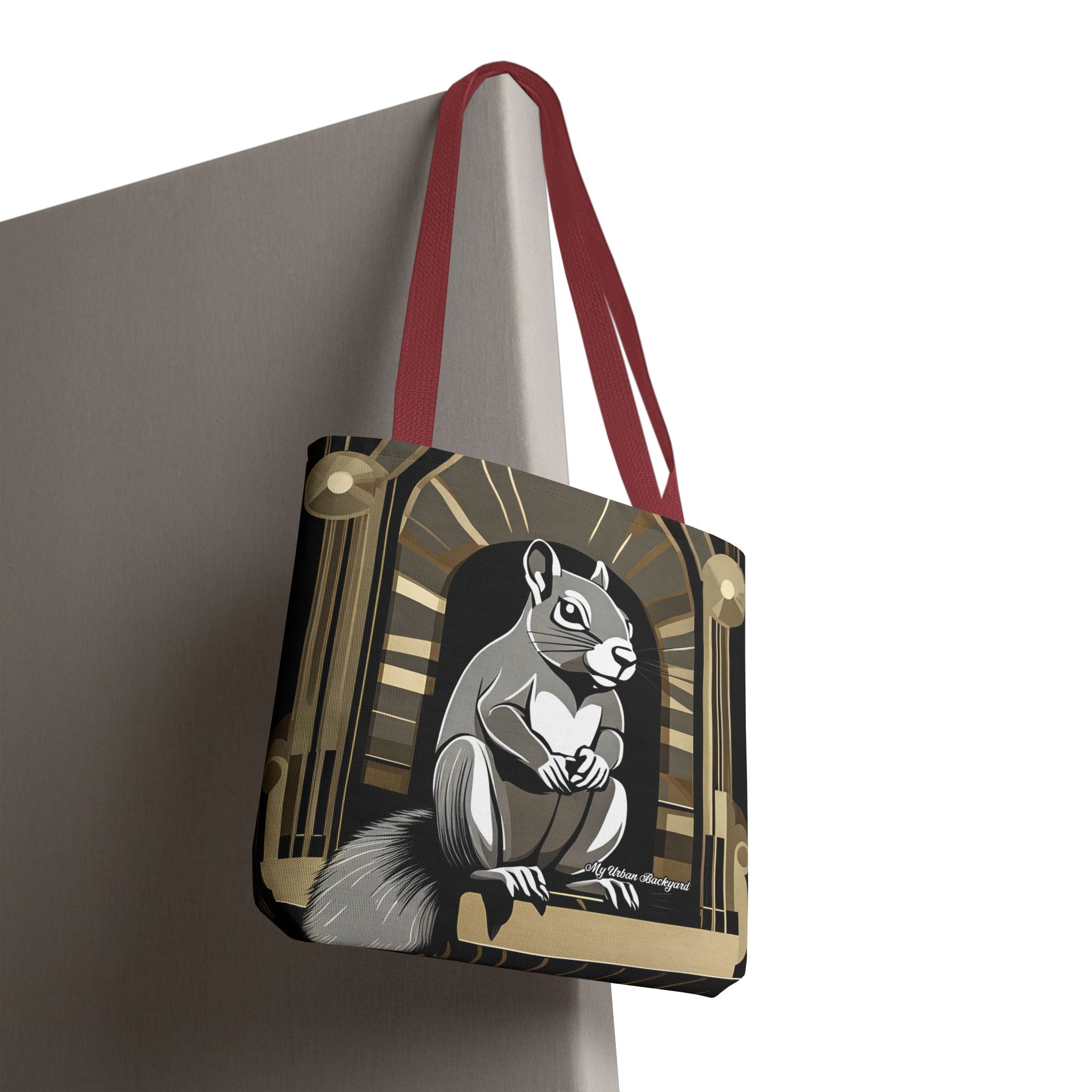 Art Deco Squirrel, Tote Bag with Cotton Handles For Everyday Use, 3 Sizes