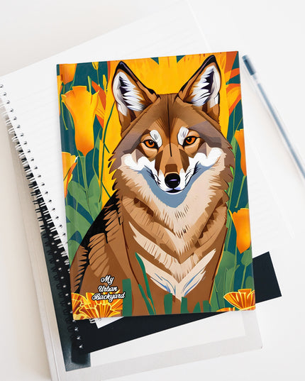 Coyote with Orange Flowers, Hardcover Notebook Journal - Write in Style