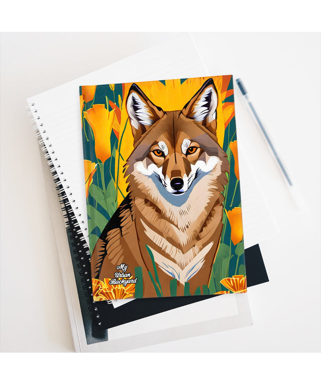 Coyote with Orange Flowers, Hardcover Notebook Journal - Write in Style