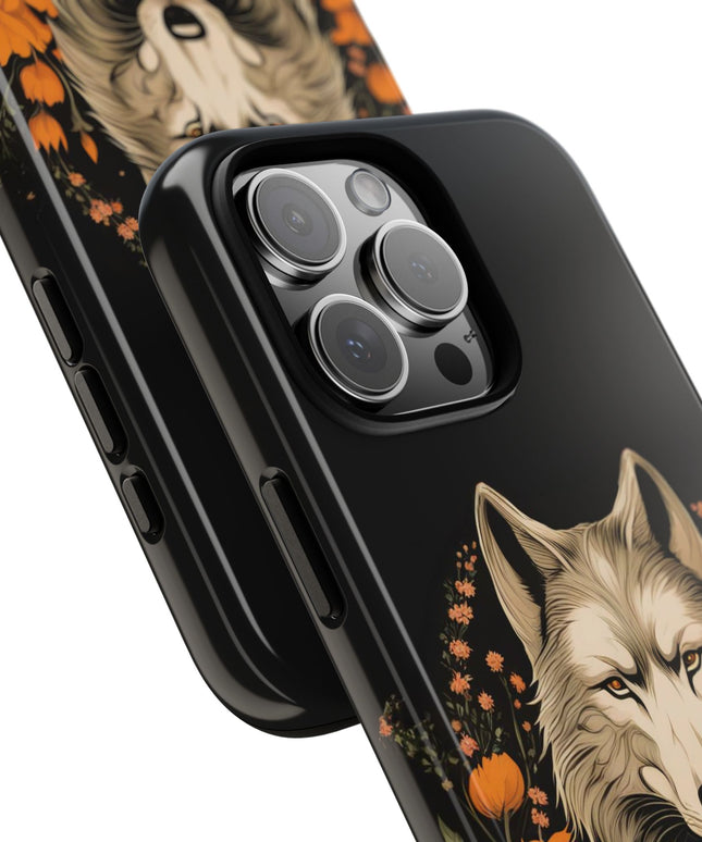 Wolf with Flowers, Cell Phone Case - Apple, Samsung or Google Pixel