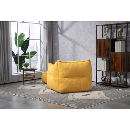 High Back Bean Bag Chair Lazy Sofa With Footstool, Comfortable Lounger, Mustard yellow