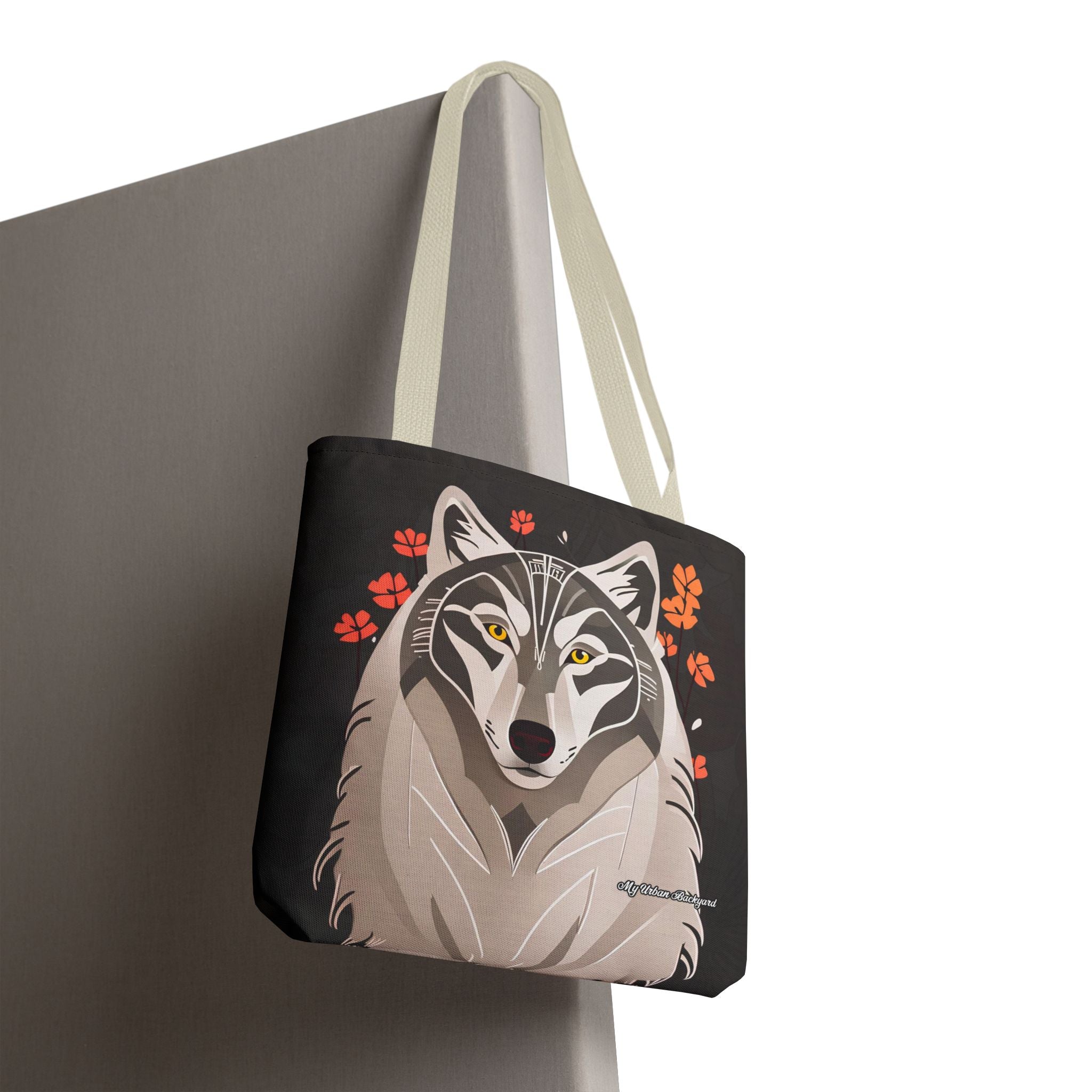 Art Deco Wolf Tote Bag with Cotton Handles For Everyday Use, 3 Sizes