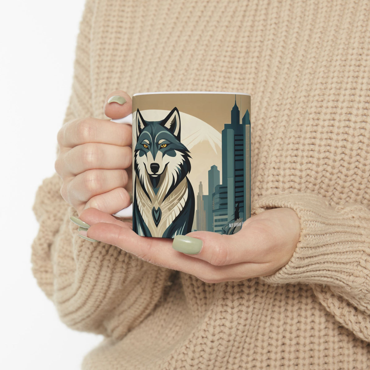 Art Deco Wolf Ceramic Mug