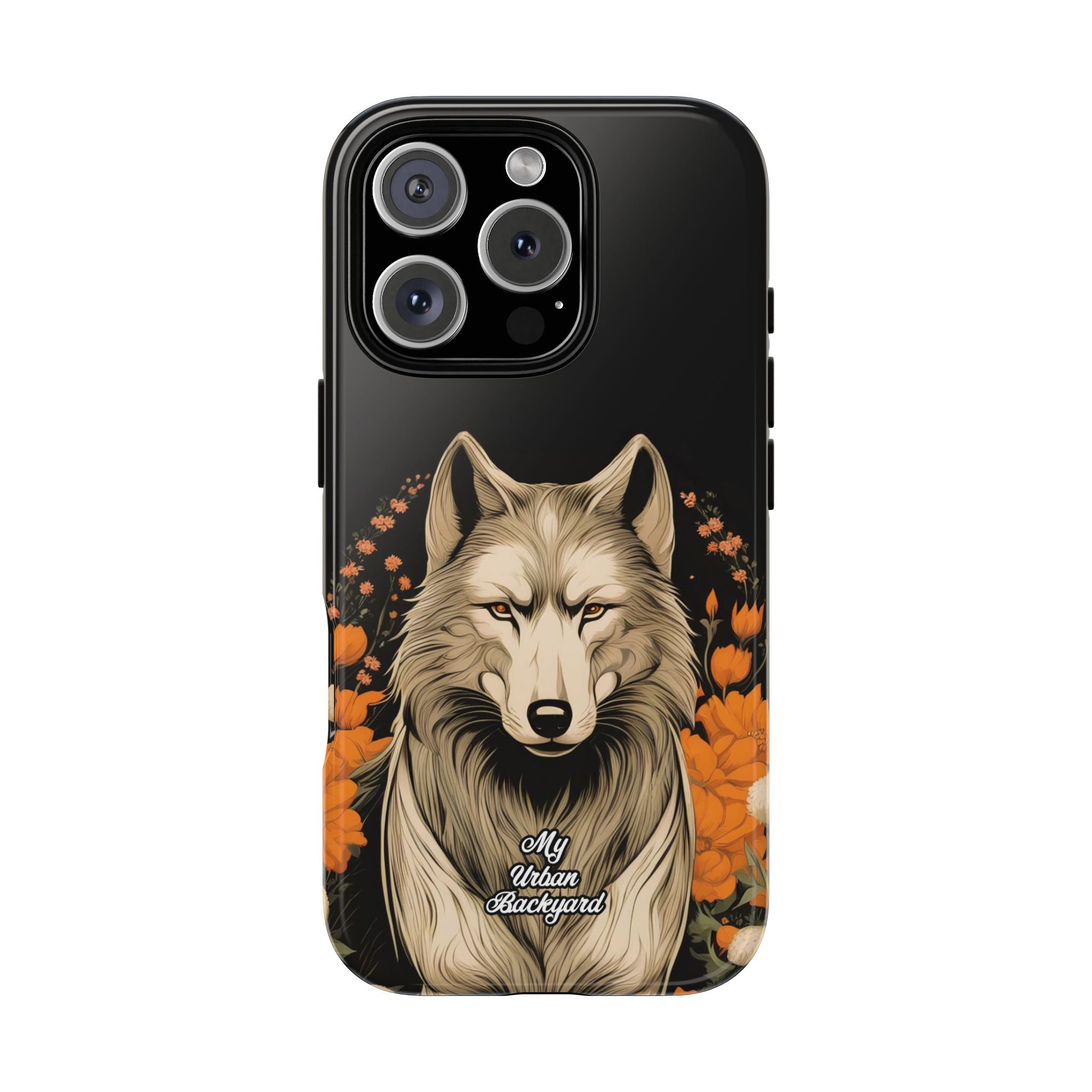 Wolf with Flowers, Animal Cell Phone Case - Apple, Samsung, Google Pixel