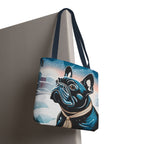 French Bulldog Winter Tote Bag — Snowy Pup All-Over Print Tote