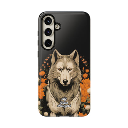 Wolf with Flowers, Cell Phone Case - Apple, Samsung or Google Pixel