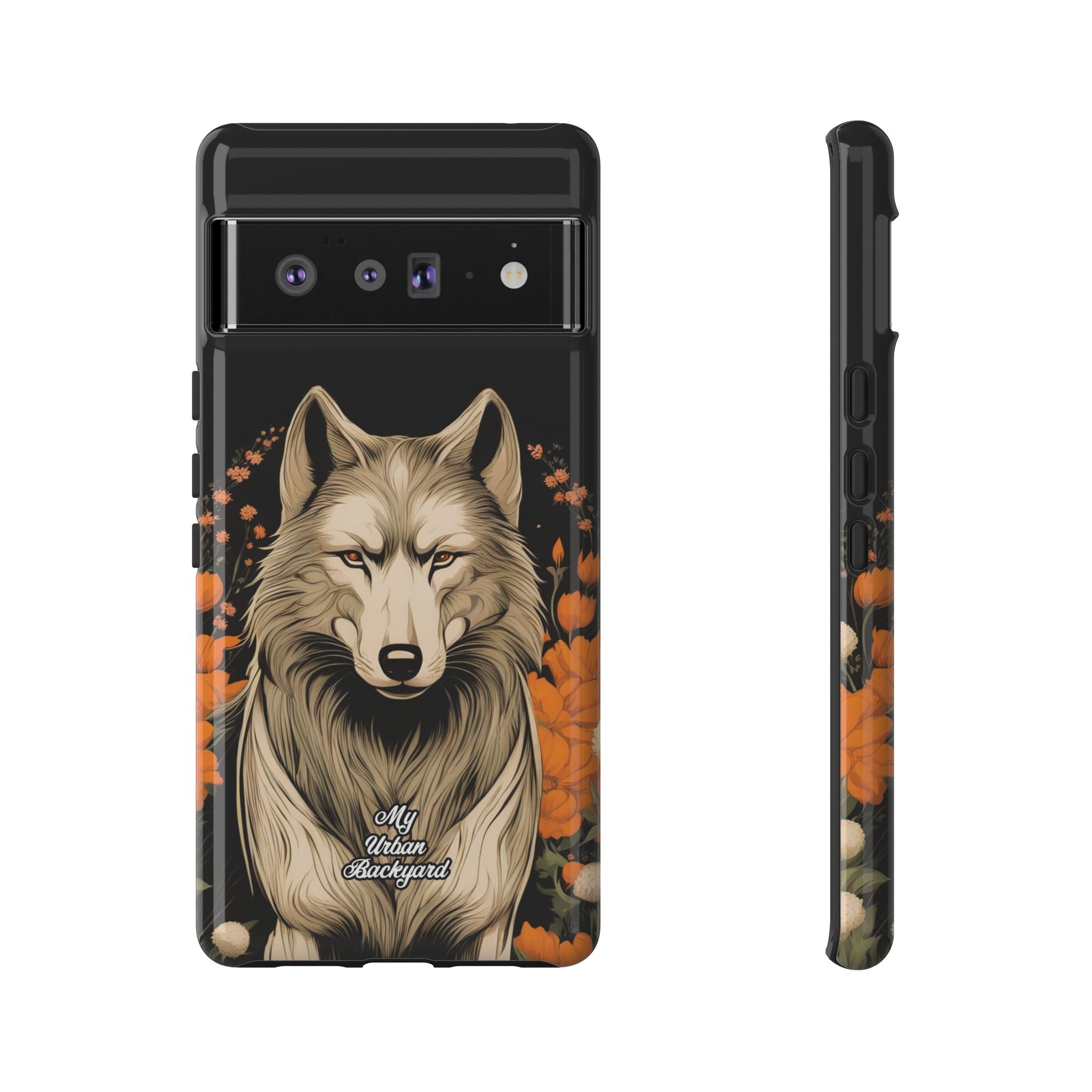 Wolf with Flowers, Animal Cell Phone Case - Apple, Samsung, Google Pixel