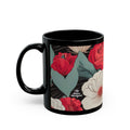 Floral Black Ceramic Coffee Mug