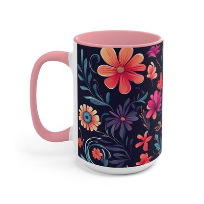 Night Blooming Wildflowers, Ceramic Mug - Perfect for Coffee, Tea, and More!