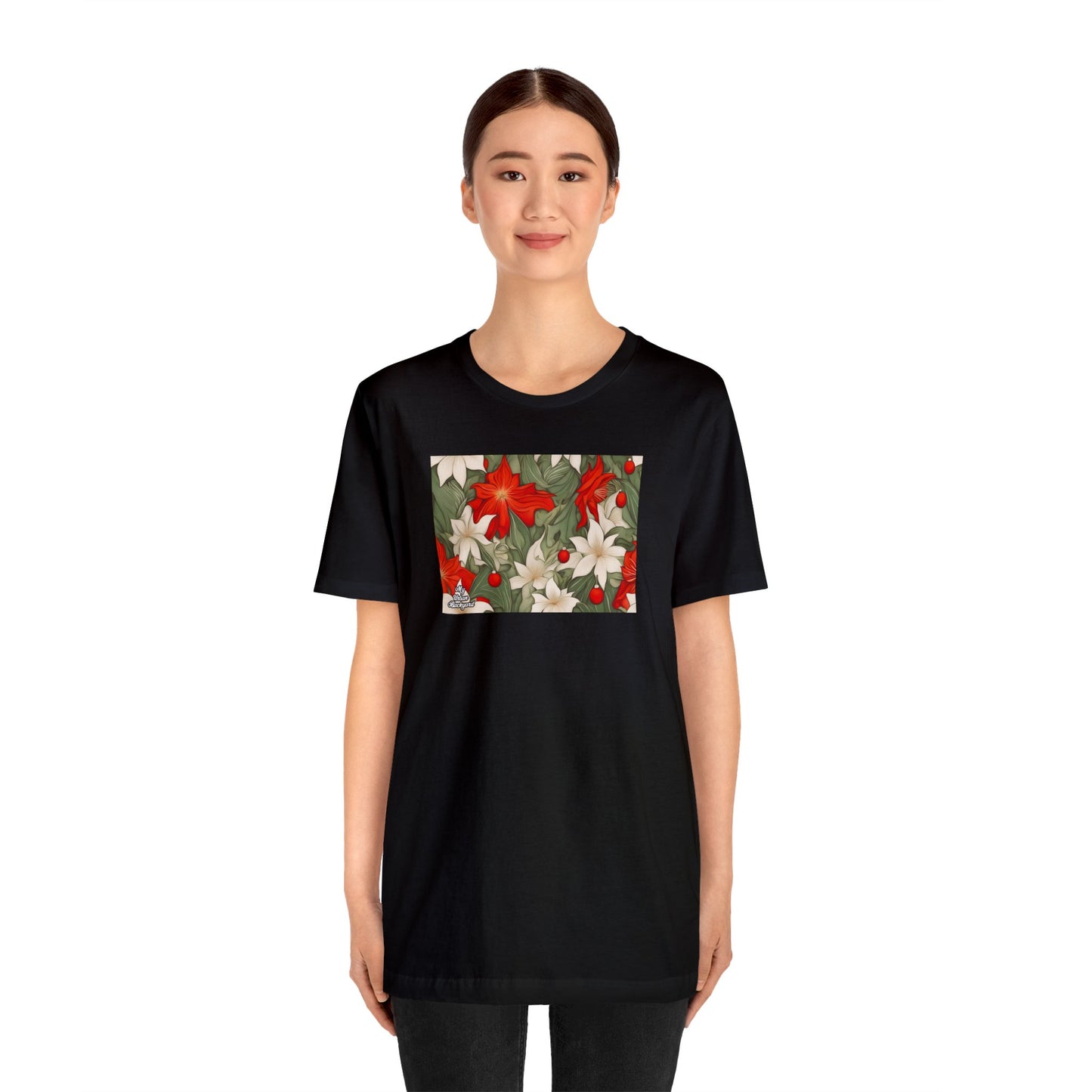 Holiday Flowers, Soft 100% Jersey Cotton T-Shirt, Unisex, Short Sleeve, Retail Fit