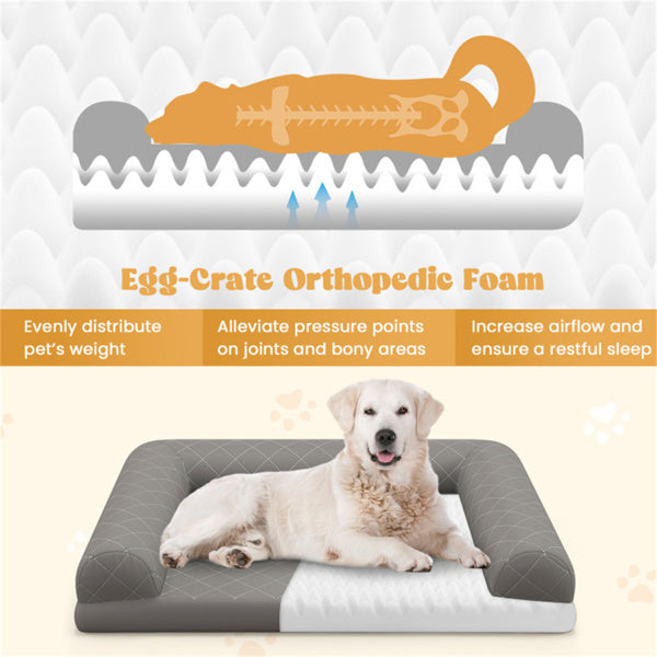 36" Dog Bed, Orthopedic Foam With Bolsters