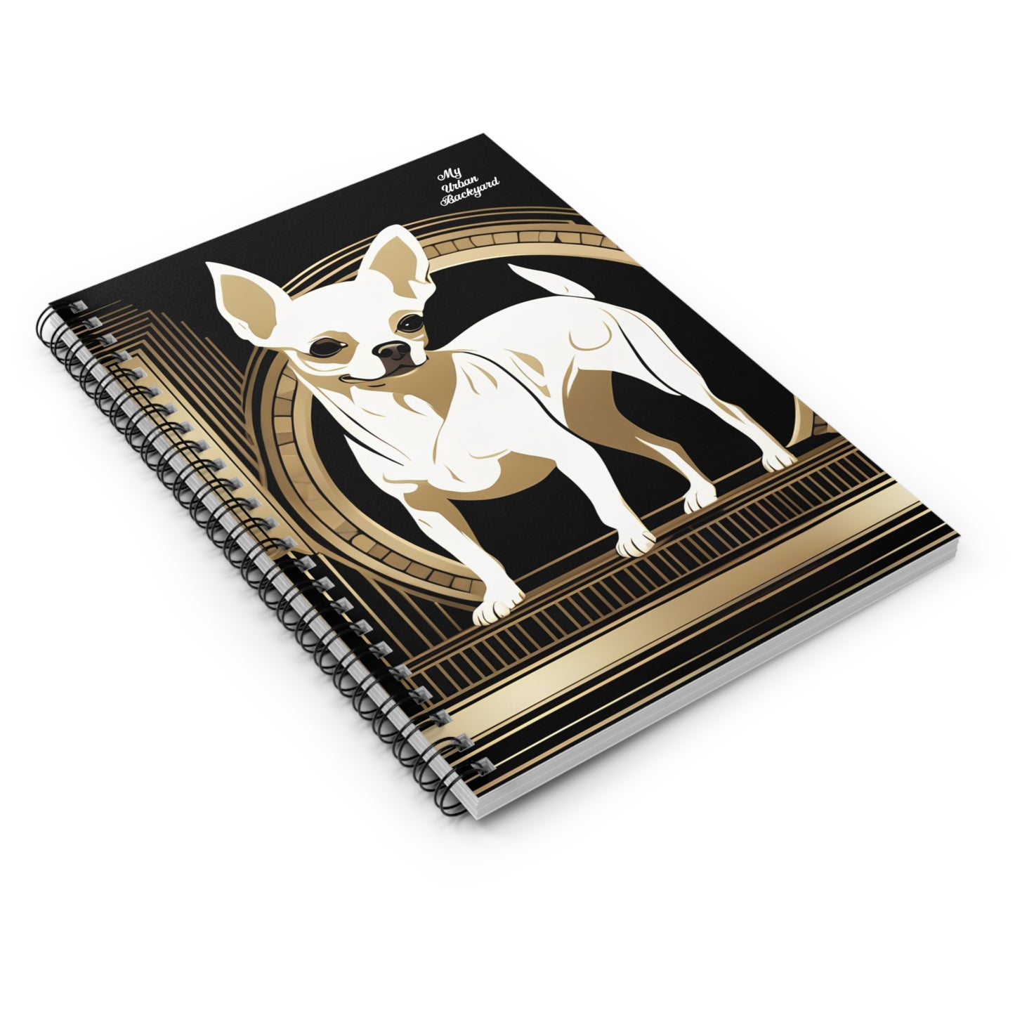 White Chihuahua, Spiral Notebook Writing Journal - 118 Ruled Pages